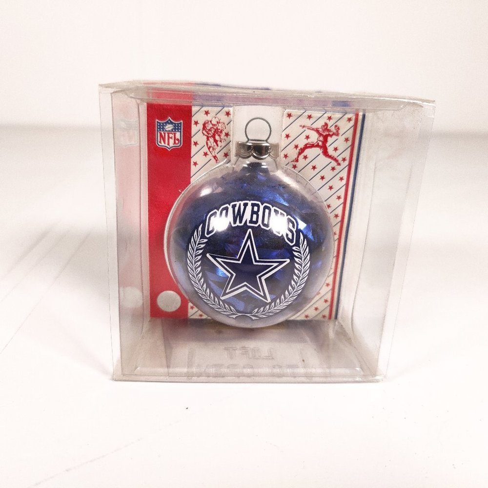 NOS Vintage Cowboys NFL Glass Christmas Tree Ornament